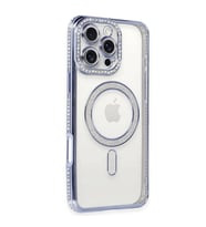 Apple İphone 16 Pro Kılıf Joke Simli Magneticsafe Kılıf - Mavi