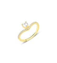 Gümüş altın yaldızlı zirkon taşlı kalp modeli ayarlamalı yüzük SGTL12151GOLD (Rose)