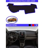 Volkswagen Polo 2001-2009 Için Uygun Torpido Koruma Halısı Siyah Kenar Renk Mavi