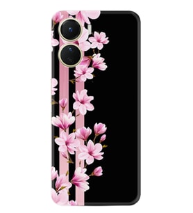 Vivo Y16 Kılıf Resimli Desenli Baskılı Silikon Pink Flowers 3 1393