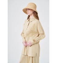 FTZ Women Kadın Rahat Kalıp Zincir İşleme Tencel Keten Takım Beige 31374