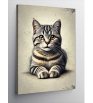 Kanvas Tablo Sevimli Gri Kedi Portresi