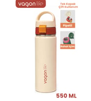 550 ML Tek Kapak Çift Kullanım Pipetli Rahat İçim Kulplu Paslanmaz Çelik Termos 1110-550ML