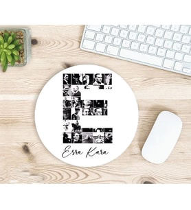 Kişiye Özel Atatürk Resimleri İle Bezenmiş E Harfli İsimli Baskılı Mouse Pad