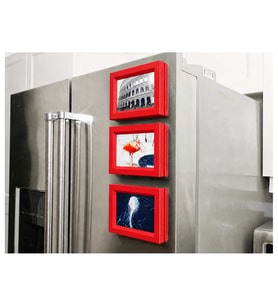 Alvera 3'lü Magnet Fotoğraf Çerçevesi Seti – Buzdolabı Için Mini Manyetik Resim Çerçevesi, Dekoratif Magnet - Kırmızı
