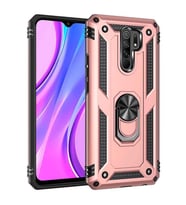 Xiaomi Redmi 9 Kılıf Metal Solid Yüzüklü Standlı Military Ring SRS (Rose)