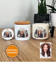 Kişiye Özel Karikatürlü Patron Hediye Seti T Kupa, Kalemlik, Anahtarlık Big Boss Kadın Patrona Doğum Günü Hediyesi (Siyah)