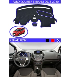 Ford Courier Ekranlı 2013-2020 Için Uygun Torpido Koruma Halısı Siyah Kenar Renk Mavi