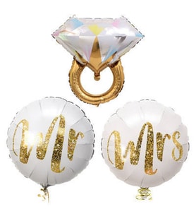 Tektaş Yüzük Folyo Balon 3'Lü Set Rose Gold (Bronz) 50Cm - 80Cm-