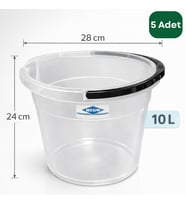 Wespa 5 Adet x 10 Litre Şeffaf Temizlik Kovası – Saplı, Dayanıklı Plastik Kova