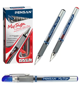 Pensan Roller Kalem My-Sıgn Jel Bilye Uçlu İmza Kalemi 1.0 MM Siyah (12 Li Paket)