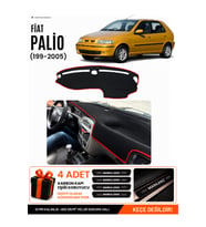 FIAT PALİO (1999-2005) Uyumlu Torpido Örtüsü Torpido Kılıfı - Siyah Kırmızı
