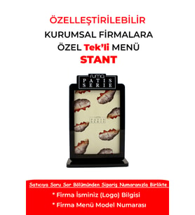 Özelleştirilebilir Çift Taraflı Pleksi Masa Üstü Menü Standı – Kurumsal Firmalara Özel Set