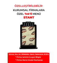 Özelleştirilebilir Çift Taraflı Pleksi Masa Üstü Menü Standı – Kurumsal Firmalara Özel Set