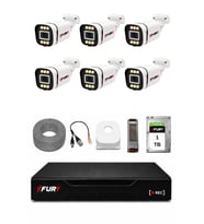 FURY 6 Kameralı 5MP Lens 1080P 6 Warm LED Renkli Gece Görüşlü Güvenlik Kamera Sistemi 1TB 1606
