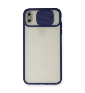 Apple İphone Xs Max Kılıf Palm Buzlu Kamera Sürgülü Silikon - Lacivert
