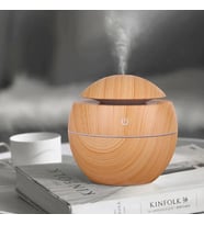 Mini Hava Nemlendirici USB Ultrasonik Aromalı Uçucu Yağ Difüzör Ahşap 7 LED (Kahverengi Açık)