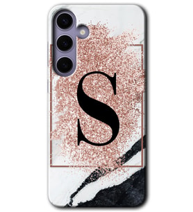 Galaxy S24 Plus Kılıf HD Desen Baskılı Kılıf - Pembe Mermer Desenli S Harfi