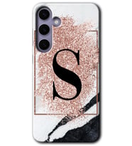 Galaxy S24 Plus Kılıf HD Desen Baskılı Kılıf - Pembe Mermer Desenli S Harfi