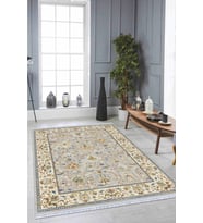Yeşil Çerçeveli Dokuma Pamuk Taban Kaymaz Kilim KLM021