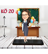 Kişiye Özel Ahşap Biblo - Kadın Öğretmen Karikatür Biblo - Öğretmen Biblo 20