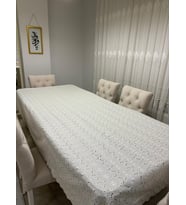 Brode Nakış Işlemeli Dertsiz Masa Örtüsü 150X250 (Krem)