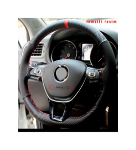 Bmw X3 Uyumlu Dikmeli Direksiyon Kılıfı Alkantara Karbon Kırmızı