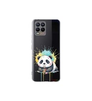 Realme 8 ile Uyumlu Splash Panda Tasarımlı Şeffaf Silikon Kılıf