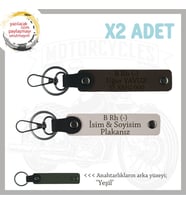 Hediye Arayanlara Özel İsim Plaka ve B Rh (-) Kan Grubu Yazılı x2 Deri Anahtarlık, Pudra-K Kahve-Ysl (Çok Renkli)
