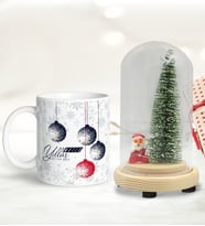 BK Gift Kişiye Özel Yılbaşı Temalı Işıklı Fanus Biblo ve Kupa Hediye Seti-7