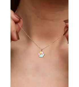 Papatya Silver 925 Ayar Gümüş Mineli Pati Kolye (Rose)
