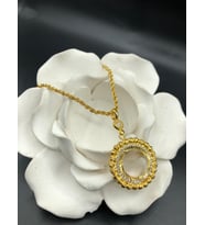 22 ayar altın kaplama kadın gold zirkon taşlı halat zincirli içi boş çeyrek  çerçeve kolye modeli