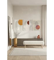 Minimalist Çağdaş Soyut Geometrik 3’lü Ahşap Çerçeveli Tablo Seti