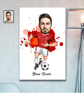 Kişiye Özel Milli Takım Karikatürlü Ahşap Tablo 30x47 Bay-2