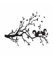 Dallar ve Kuşlar Duvar Sticker Siyah 22x17 cm
