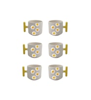 Papatya Desenli Sarı T Kulplu 6 Lı Set Fincan