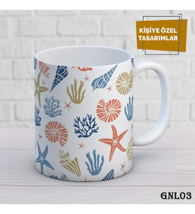 Kişiye Özel  Kupa  İsimli & Fotoğraflı Premium Hediye Bardak Deniz Kabuğu