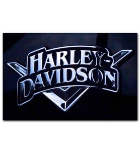 Cakatablo Harley Davidson Krom Logo Karanlık Mod MDF Tablo