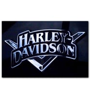 Cakatablo Harley Davidson Krom Logo Karanlık Mod MDF Tablo