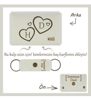 Beyaz, Sevgiliniz İçin Kalp ve Harf Motifli Cüzdan & Anahtarlık Seti, Aşkınıza Göz Alıcı Tasarım