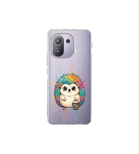Xiaomi Mi 11 Pro ile Uyumlu Splash Kirpi Tasarımlı Şeffaf Silikon Kılıf