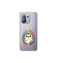 Xiaomi Mi 11 Pro ile Uyumlu Splash Kirpi Tasarımlı Şeffaf Silikon Kılıf