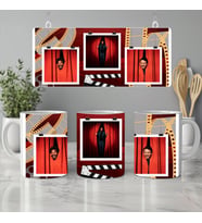 Kişiye ÖzelSinema Severlere Özel Fotoğraflı Kupa Bardak - 3lü Foto Set - Kişiye Özel Hediye, 330ml, Beyaz (Doğal Beyaz)