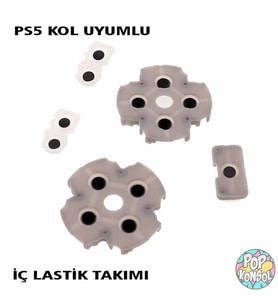 PS5 Kol Lastik Takımı İç Silikon Lastiği Playstation 5 Tamir Rubber Pad 5 Parça Takım Set (Gri)