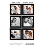6 Adet 10x10 Çerçeve - Mdf Çerçeve - Mini Kare Fotoğraf Çerçevesi (Siyah)