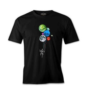 Gezegenler - Astronot Siyah Erkek Tshirt