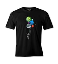 Gezegenler - Astronot Siyah Erkek Tshirt