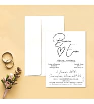 Davetiye Zarf ve Baskı Dahil (Beyaz yada Kraft Zarflı) Siyah Beyaz Tasarım - Düğün, Nişan, Nikah, Kına Davetiyesi (Beyaz)