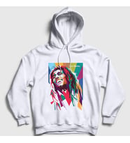 Presmono Unisex Beyaz Colors Bob Marley Kapüşonlu Sweatshirt 264767tt