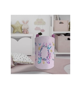 MEKTA HOME BEBEK VE ÇOCUK ODASI Seksek ve Kelebek Desenli Pembe Oyuncak Sepeti